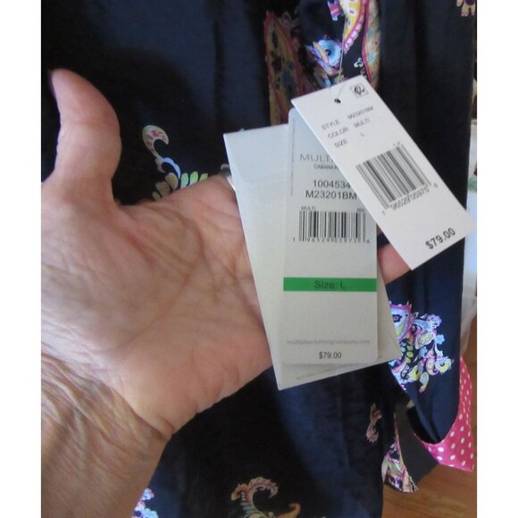 New w Tags, Multiples Navy & Paisley Button-up Tunic Size Large - Picture 5 of 8